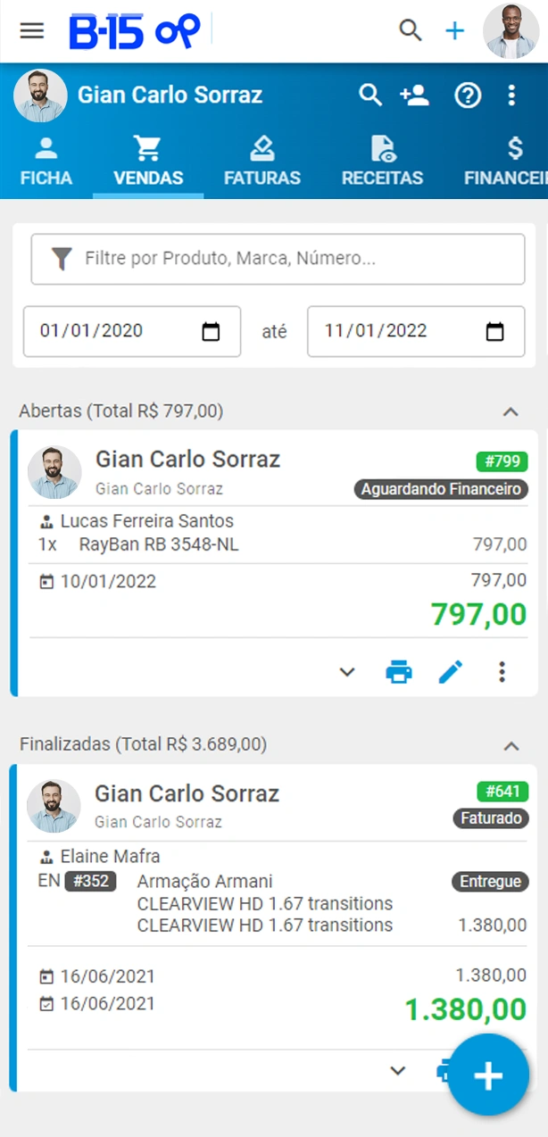 Visualizei todas as compras do seu cliente