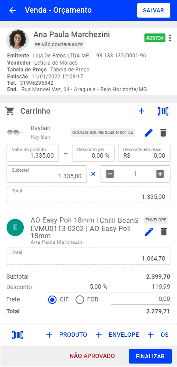 Faça venda e orçamentos de maneira intuitiva e prática no sistema